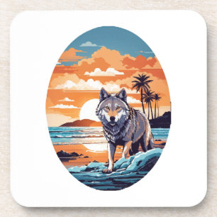 Dessous-de-verre Loup sur la plage