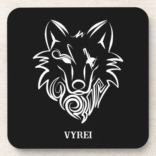 Dessous-de-verre Loup tribal noir et blanc (Devant)