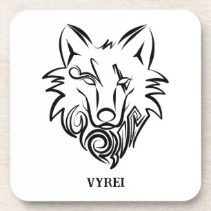 Dessous-de-verre Loup tribal noir et blanc