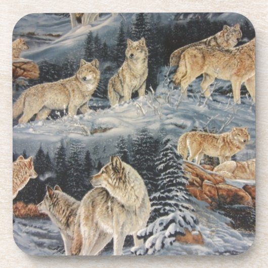 Dessous-de-verre Loups d'hiver (Devant)