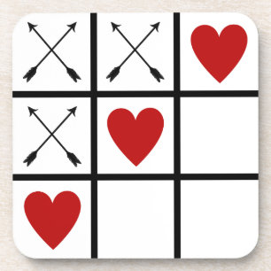 Dessous-de-verre LOVE COEURS 'n FLÈCHES Tic Tac Toe