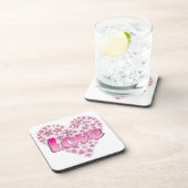 Dessous-de-verre Love Daisy Coeur rose (Côté Droit)