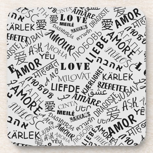 Dessous-de-verre LOVE - Multi Language - Personnalisable Internatio (Devant)
