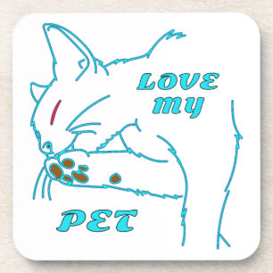 DESSOUS-DE-VERRE LOVE MY CUTE AQUA PET CAT