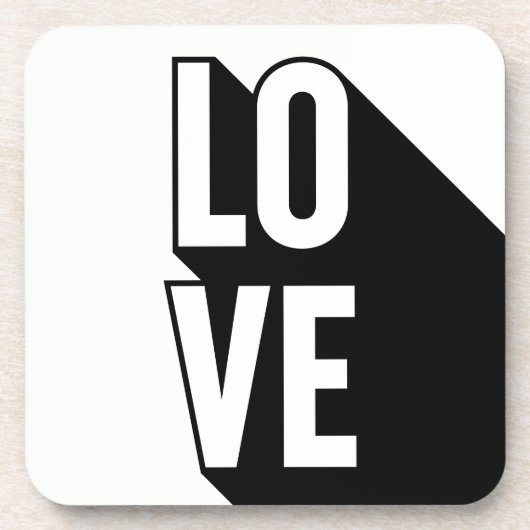 Dessous-de-verre Love Retro Long Shadow Typographie (Devant)