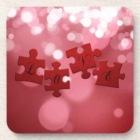 Dessous-de-verre Love Script Puzzle Pièces (Devant)