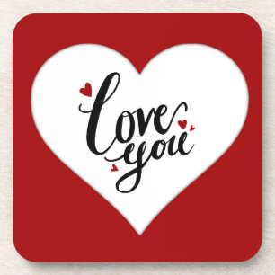 Dessous-de-verre Love You Red Heart Citation romantique Boisson