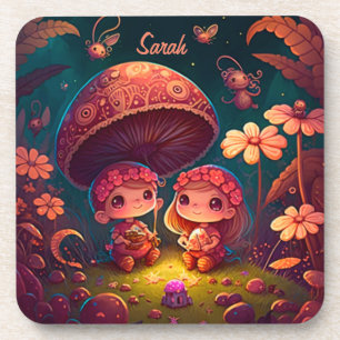 Dessous-de-verre Lovely cute elves play under mushrooms