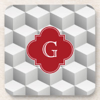 Lt Grey Blanc 3D Look Cubes Cranberry Monogramme
