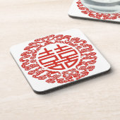 Dessous-de-verre Lucky rouge double bonheur mariage chinois (Côté gauche)