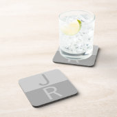 Dessous-de-verre Lumineuses Gris & Gris Initiales Modernes Monogram (Côté Droit)