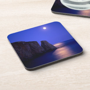 Dessous-de-verre Lune au crépuscule Rocher Percé Côte Gaspésienne