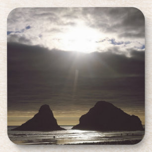 Dessous-de-verre Lune au-dessus des rochers océaniques Oregon