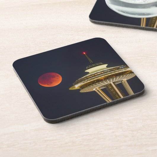 Dessous-de-verre Lune de sang | Aiguille spatiale de Seattle (Côté gauche)