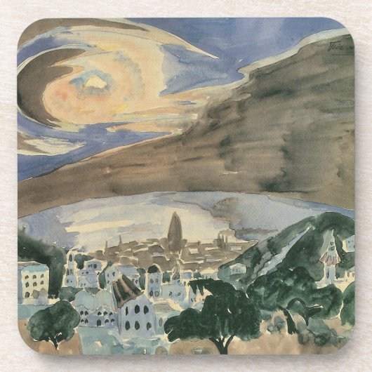 Dessous-de-verre Lune sur Barcelone par Walter Gramatte (Devant)