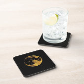 Dessous-de-verre Lune texturée dorée sur fond noir (Côté Droit)