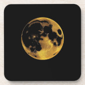 Dessous-de-verre Lune texturée dorée sur fond noir (Devant)