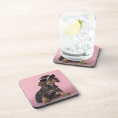 Dessous-de-verre Lunettes de soleil de port de chiot de teckel (Côté Droit)