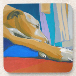 Dessous-de-verre Lurcher jaune "silencieux de désir ardent" -