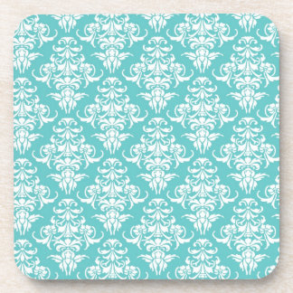 Dessous-de-verre Lustre chic girly vintage de motif bleu de damassé