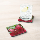 Dessous-de-verre Lys Asiatiques Rouges Avec Bureaux (Côté Droit)