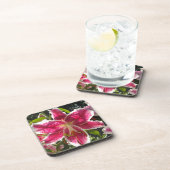 Dessous-de-verre Lys roses fleurs tropicales roses rose (Côté Droit)