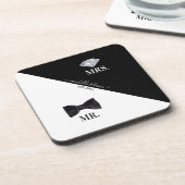 Dessous-de-verre M. & Mme Mariage noir et blanc (Côté gauche)