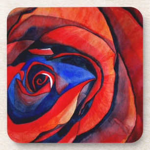 Dessous-de-verre Macro rouge rose abstraite peinture d'art