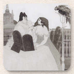 Dessous-de-verre Madame à la coiffeuse (encre et lavage)
