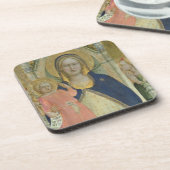 Dessous-de-verre Madonna et l'enfant couronnés avec des saints, (Côté gauche)