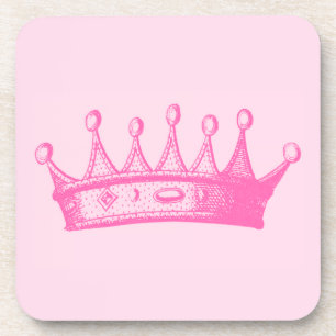 Dessous-de-verre Magenta Princess Crown sur Arrière - plan rose