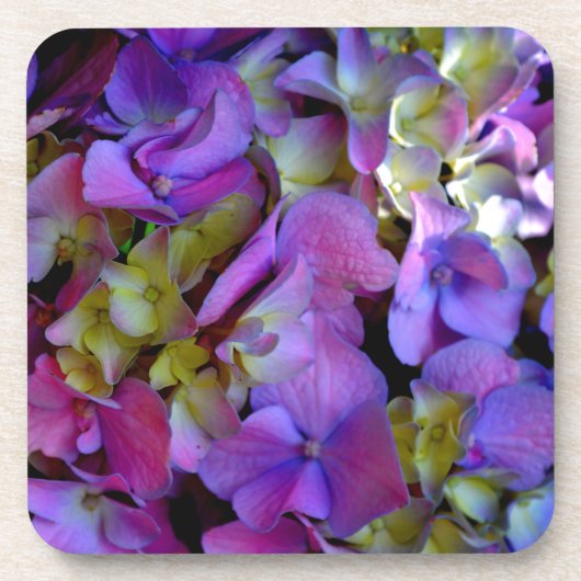 Dessous-de-verre Magenta Purple Hydrangée bleu violet jaune (Devant)