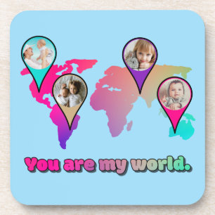 Dessous-de-verre Magnifique Multicolor World Map Photo Collage