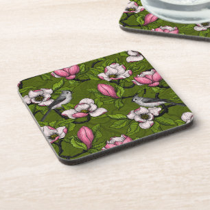 Dessous-de-verre Magnolia en floraison et oiseau de tireur 2
