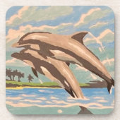 Dessous-de-verre Main Painted by Number | Dolphins | (Devant)