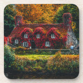 Dessous-de-verre Maison de campagne avec vignes rouges Couvrant la  (Devant)