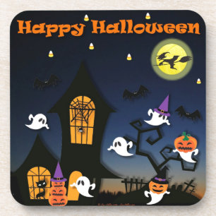 Dessous-de-verre Maison hantée joyeuse Halloween