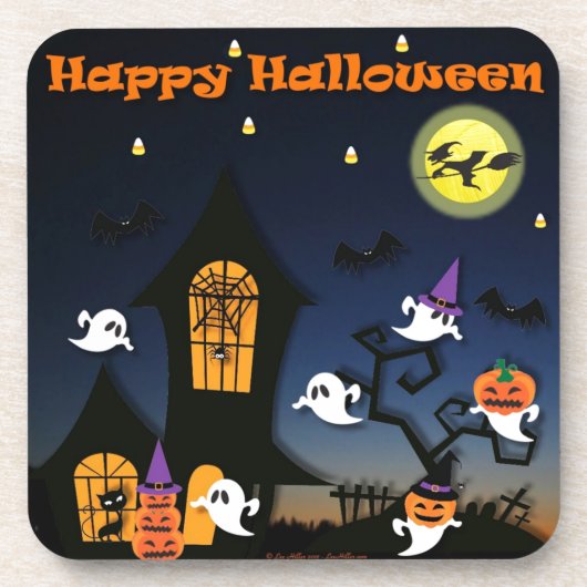 Dessous-de-verre Maison hantée joyeuse Halloween (Devant)