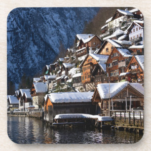 Dessous-de-verre Maisons en bois au bord du lac à Hallstatt, Autric