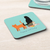 Dessous-de-verre Maîtresse de chat heureuse (Côté gauche)