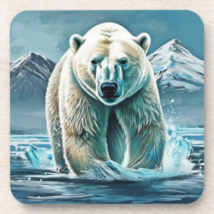 Dessous-de-verre Majesté de l'Arctique : Peinture à l'ours polaire