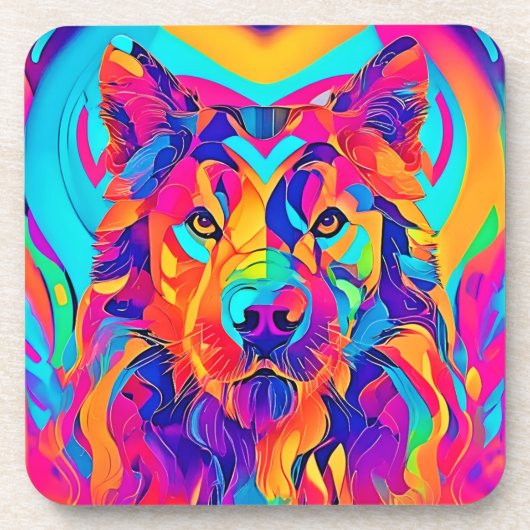 Dessous-de-verre Majesté loup psychédélique (Devant)