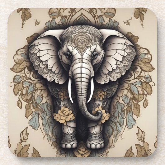 Dessous-de-verre Majestic Elephant Mandala (Devant)