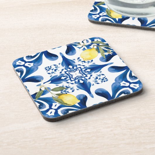 Dessous-de-verre Majolica, citron, tuiles siciliennes, Carrelage en (Côté gauche)