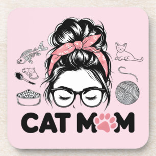 Dessous-de-verre "Maman Chat" Femme Amoureuse de Chats Mignons Drôl