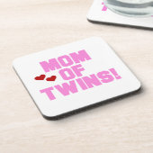 Dessous-de-verre Maman de Twins Pink Texte Cadeaux (Côté gauche)