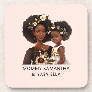 Dessous-de-verre Maman et fille noire personnalisée (18 ans)