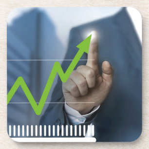 Dessous-de-verre Man showing stock price touchscreen concept