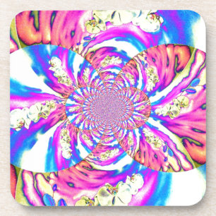 Dessous-de-verre mandala Abstrait à fleurs rétro bleu rose