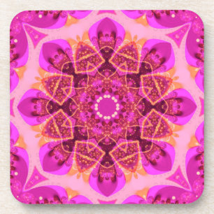Dessous-de-verre Mandala Art Délice Rose Féminin  : Ensemble de Six